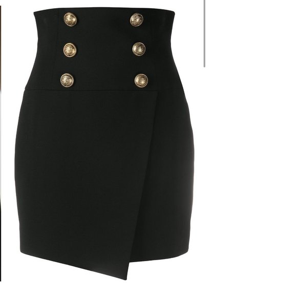 NWT Balmain Short High Waisted Buttoned Wrap Skirt - Picture 1 of 16
